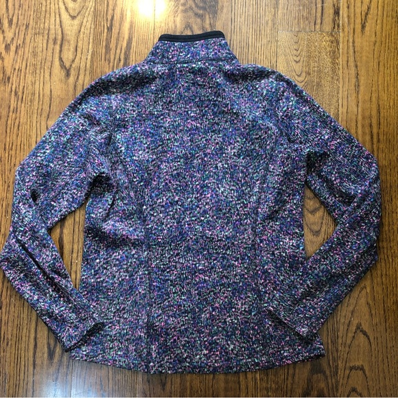 THE NORTH FACE Quarter Zip Mock Neck Purple Pink Splattered Fleece Pullover Sz M - Picture 2 of 5
